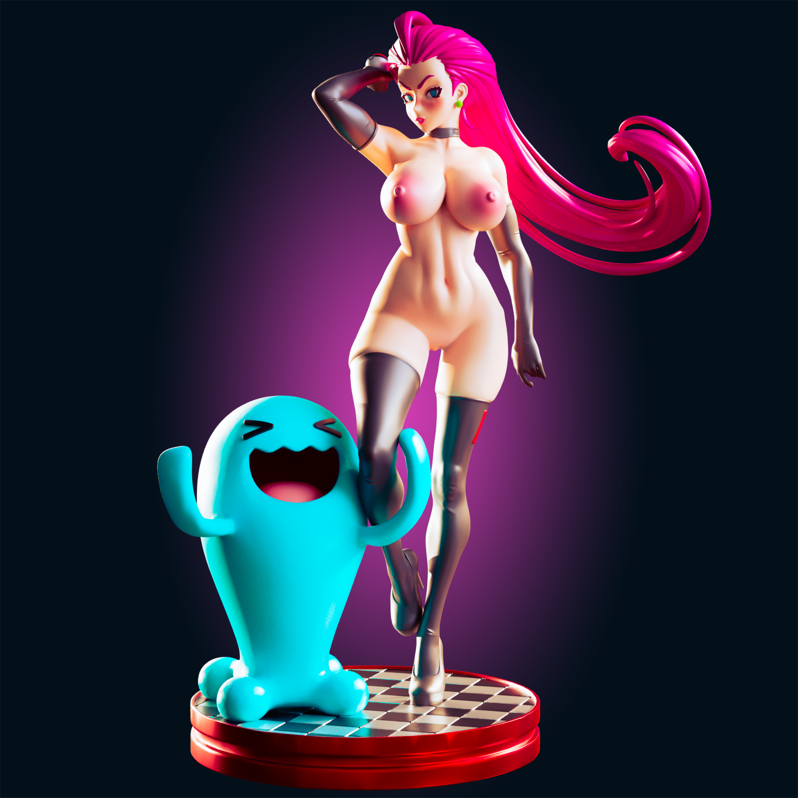 Team Rocket Jessie Statue | Pokémon Fan Art by Officer Rhu SFW,NSFW,Futa 3d printed,Team Rocket Jessie statue,futa statue,pokemon statue,furry statue,nsfw statue