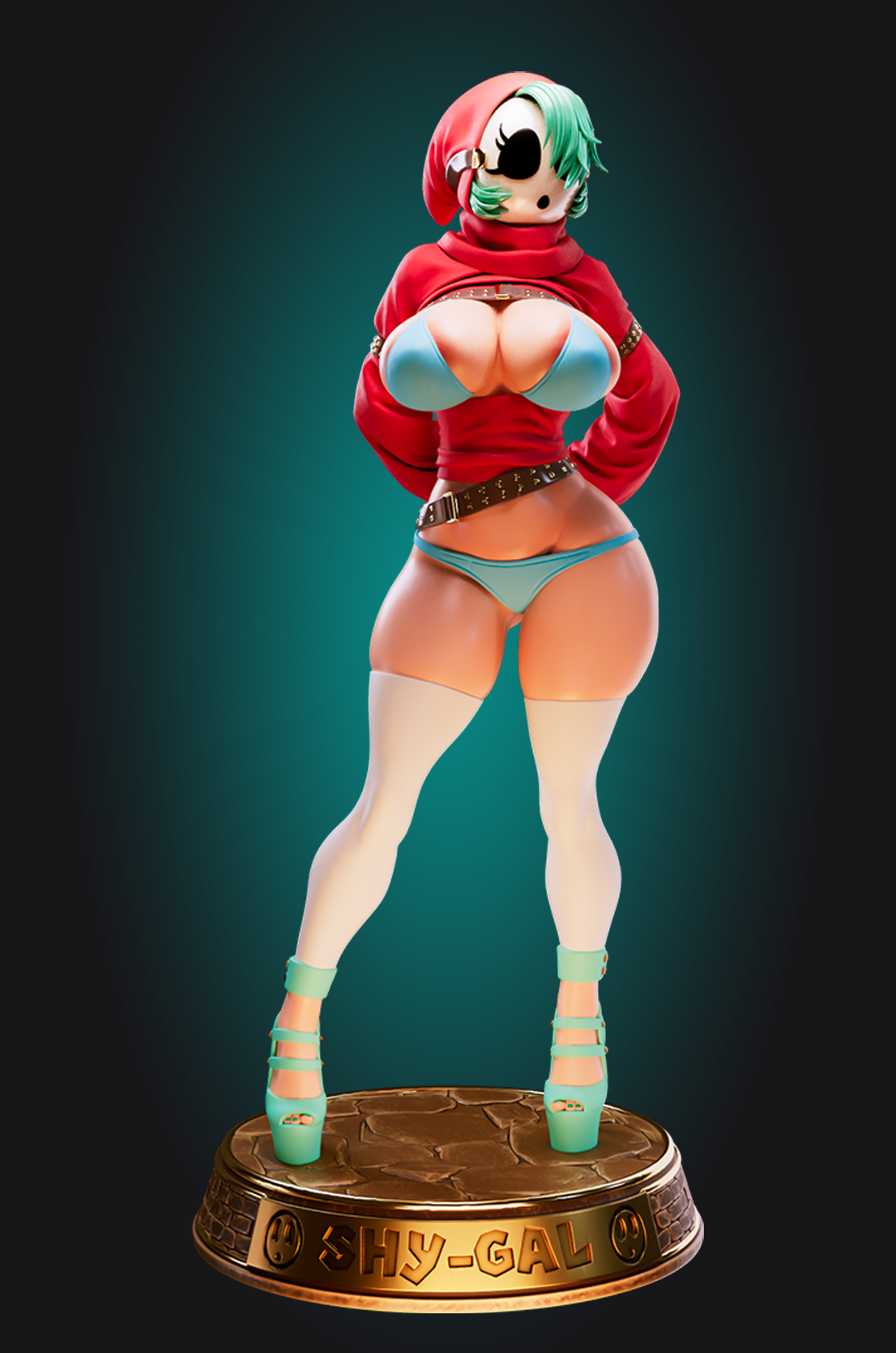 Shygal Ultra Thicc Statue | Super Mario Fan Art by Officer Rhu SFW 3d printed statue,3d printed,Shygal Ultra Thicc Statue,Super Mario Statue