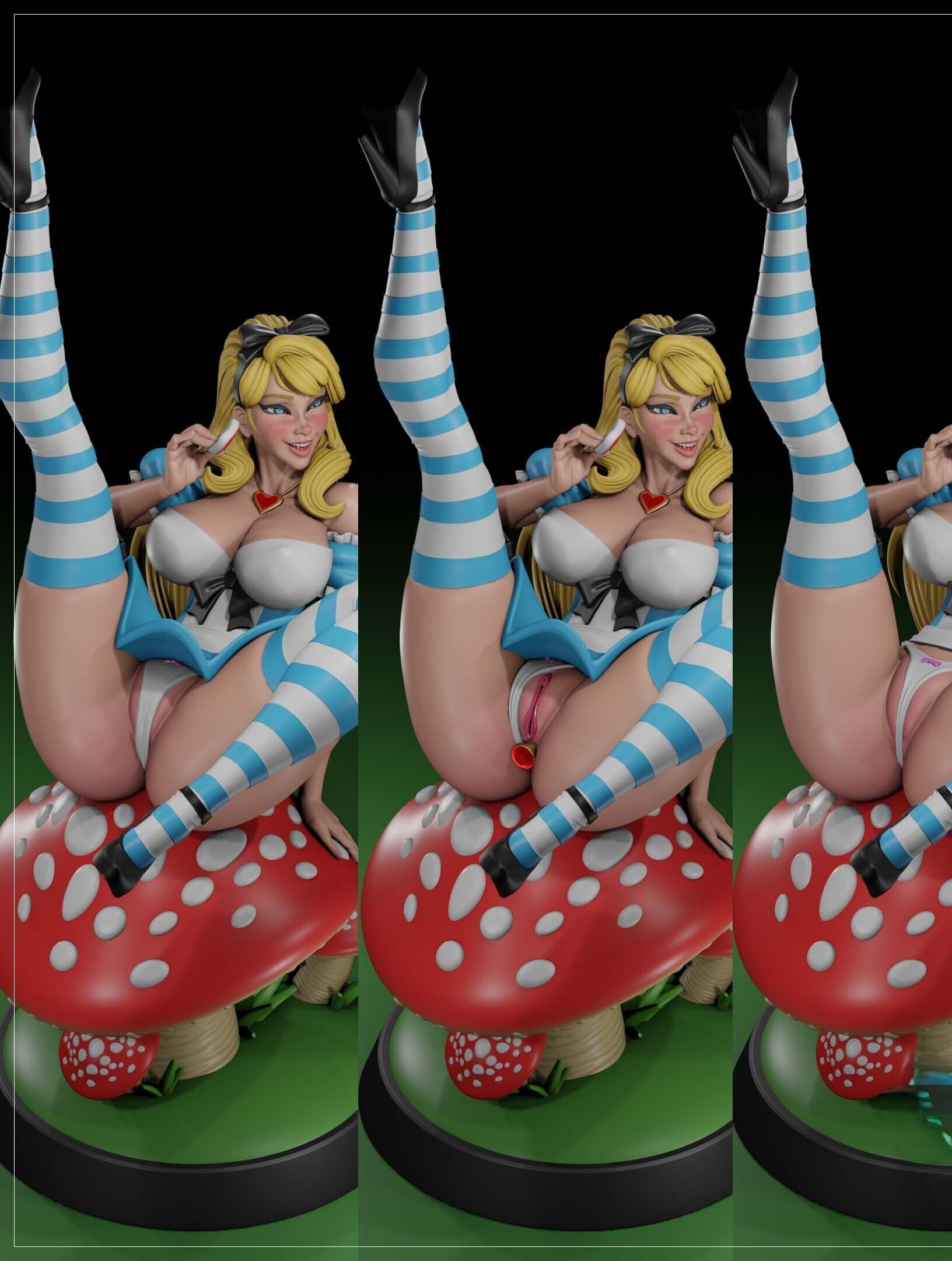 Alice Sitting Statue | Wonderland Fanart von Digital Dark SFW,NSFW,Futa 3d printed statue,3d printed,nsfw statue,futa statue,3d printed figure,Alice Sitting Statue,Wonderland Statue