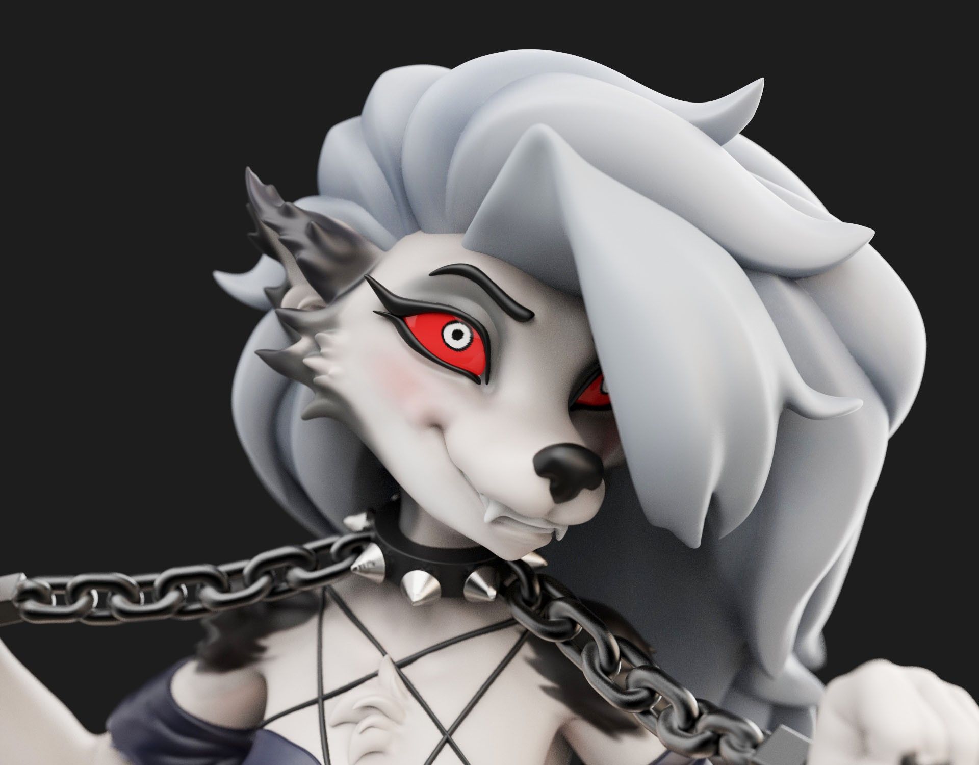 Loona Chained Statue | Helluva Boss Fan Art by Anyonensfw SFW,NSFW,Futa 3d printed statue,3d printed figure,nsfw statue,loona statue,helluva boss