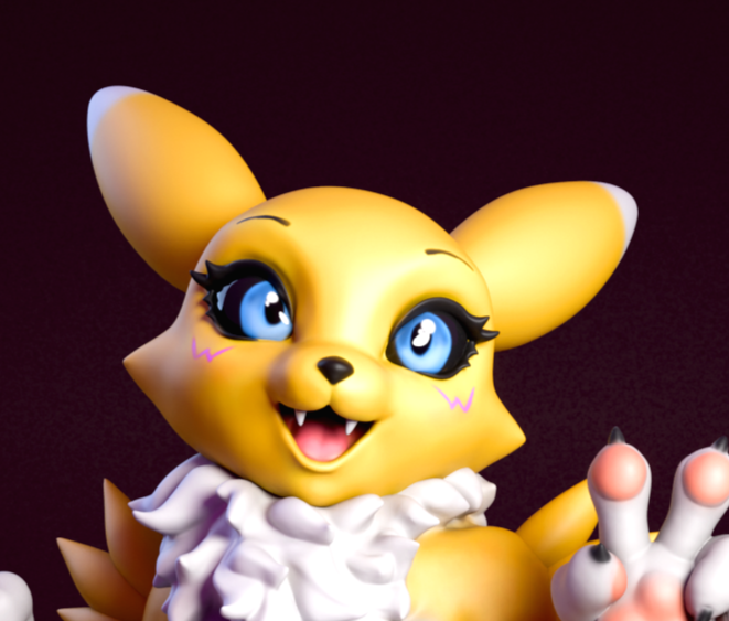 Renamon Cute Statue | Digimon Fan Art by mowmaw NSFW 3d printed,Renamon statue,Digimon statue,furry statue,nsfw statue