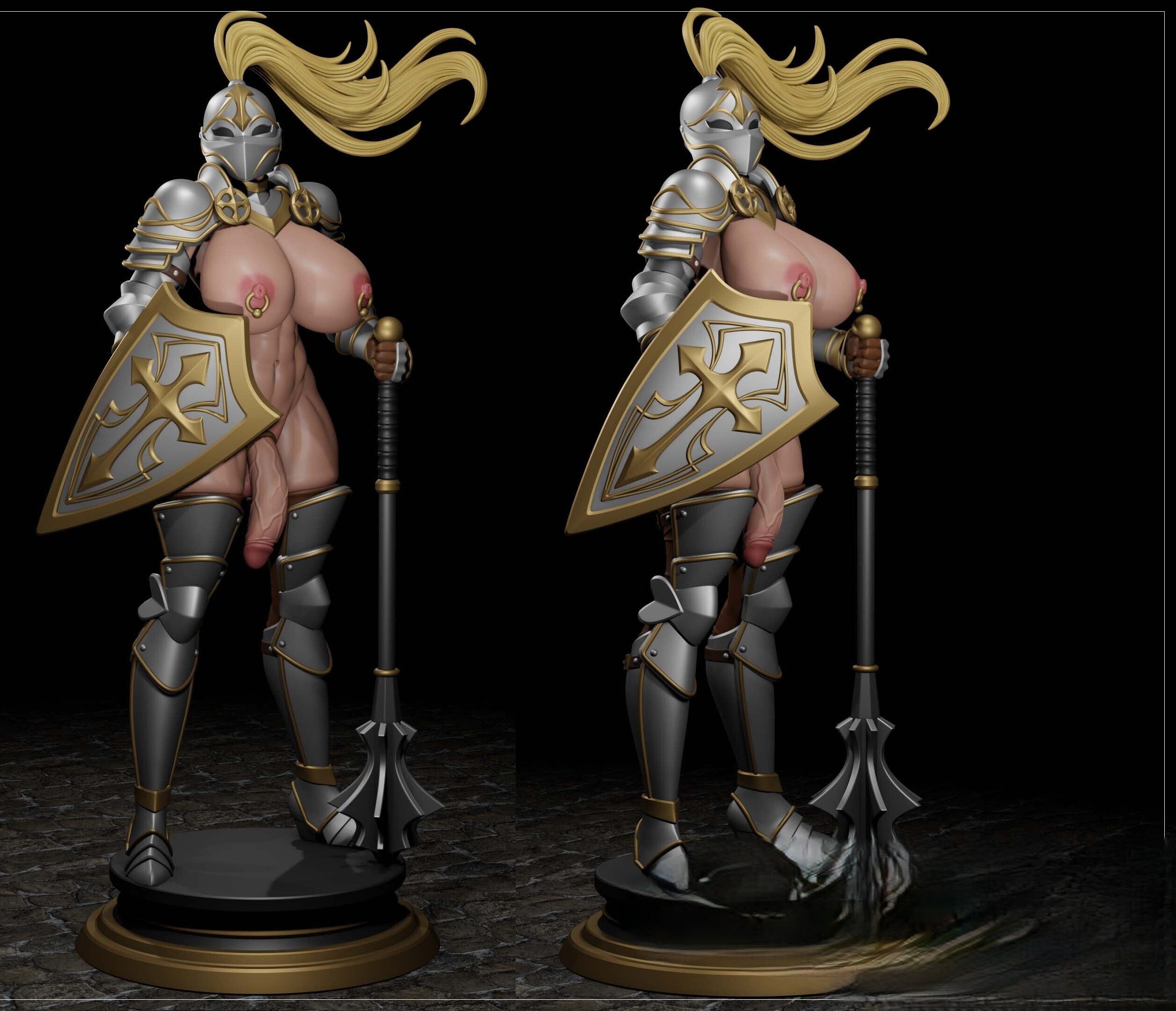 Statua Knight Girl | Fan art DnD di Digital Dark Futa 3d printed statue,3d printed,nsfw statue,futa statue,3d printed figure,Knight Girl Statue ,dnd statue