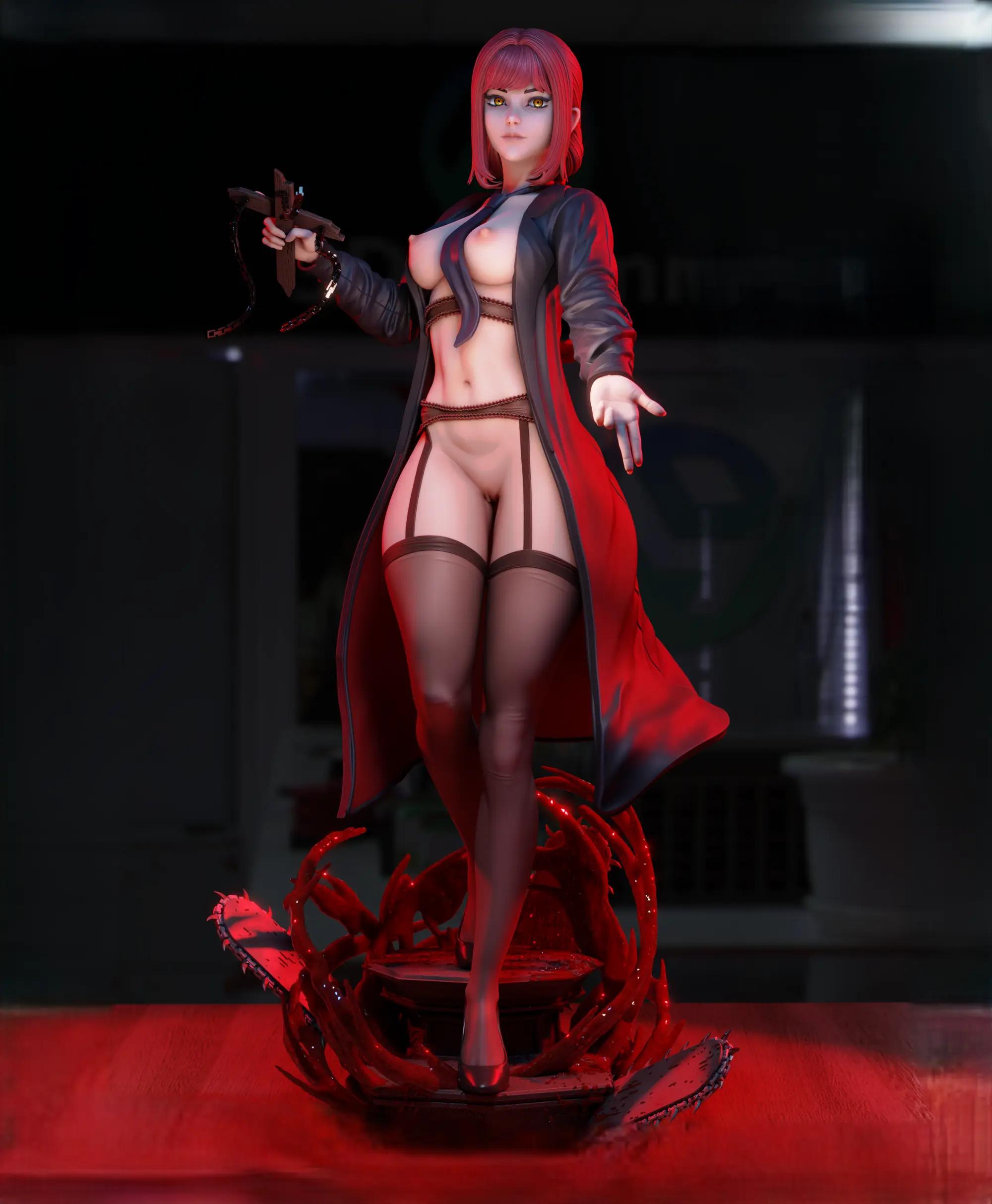 Makima Statue | Chainsaw Man Fan Art by 3Dmoonn SFW,NSFW 3d printed,3d printed statue,Makima Statue,Chainsaw Man statue,nsfw statue