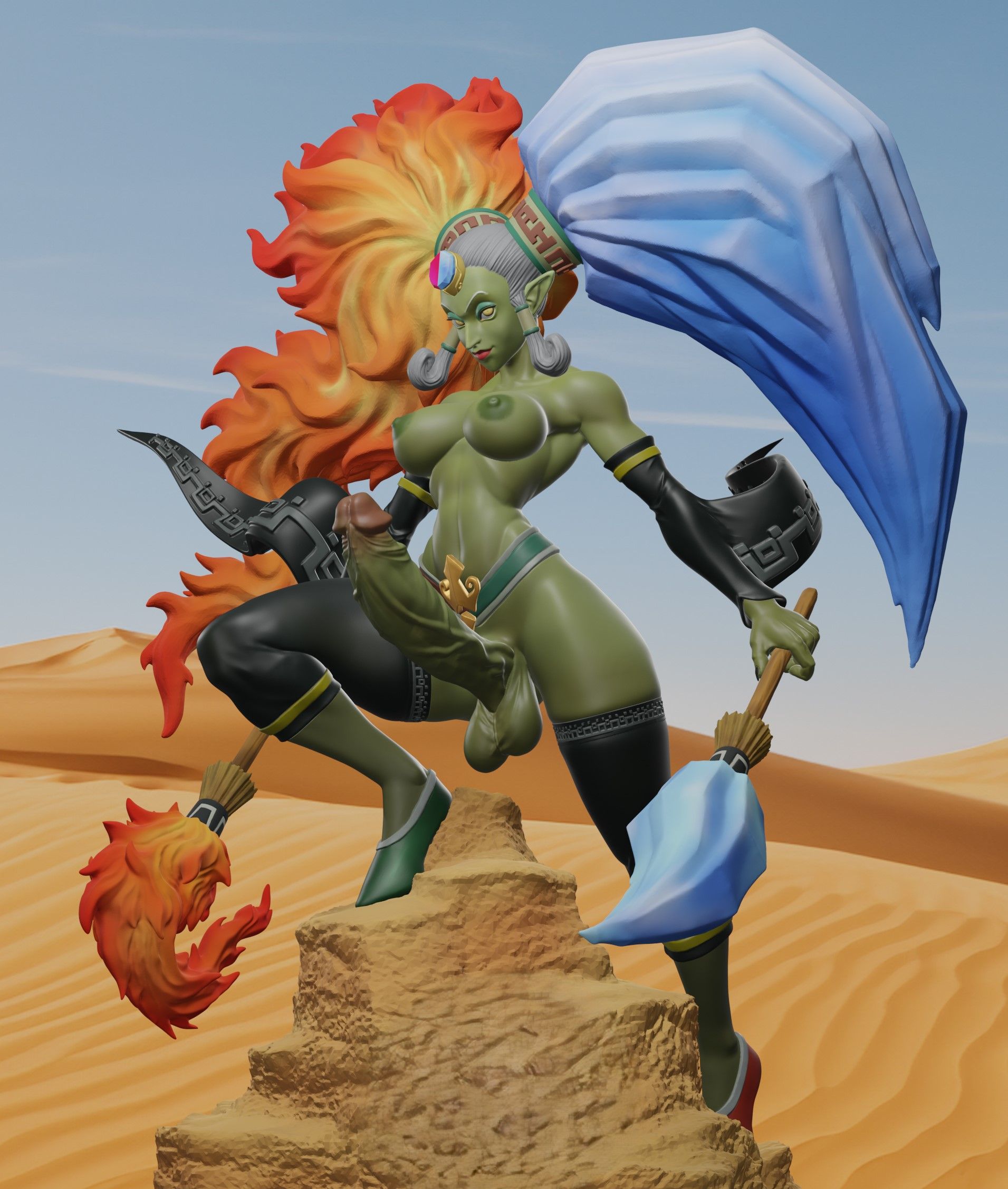 Twinrova Statue | The Legend of Zelda Fan Art by Freyas Fantasys SFW,NSFW,Futa 3d printed statue,3d printed,nsfw statue,futa statue,Twinrova Statue,The Legend of Zelda Statue