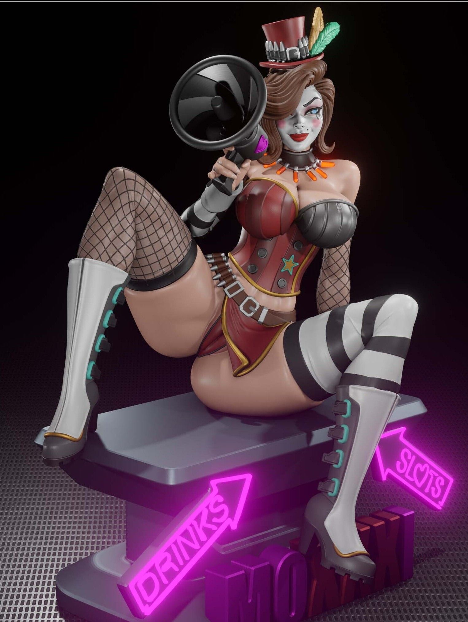 Statua Moxxi | Borderlands Fan Art di Digital Dark SFW,NSFW,Futa 3d printed statue,3d printed,nsfw statue,futa statue,3d printed figure,Moxxi Statue