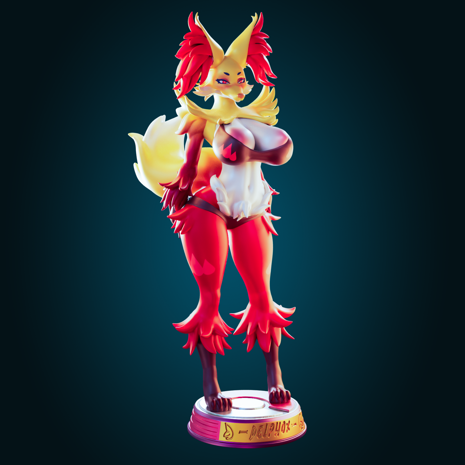 Delphox Thicc Mommy Statue | Pokémon Fan Art by Officer Rhu SFW,NSFW,Futa 3d printed statue,3d printed,nsfw statue,futa statue,Delphox Statue,pokemon statue