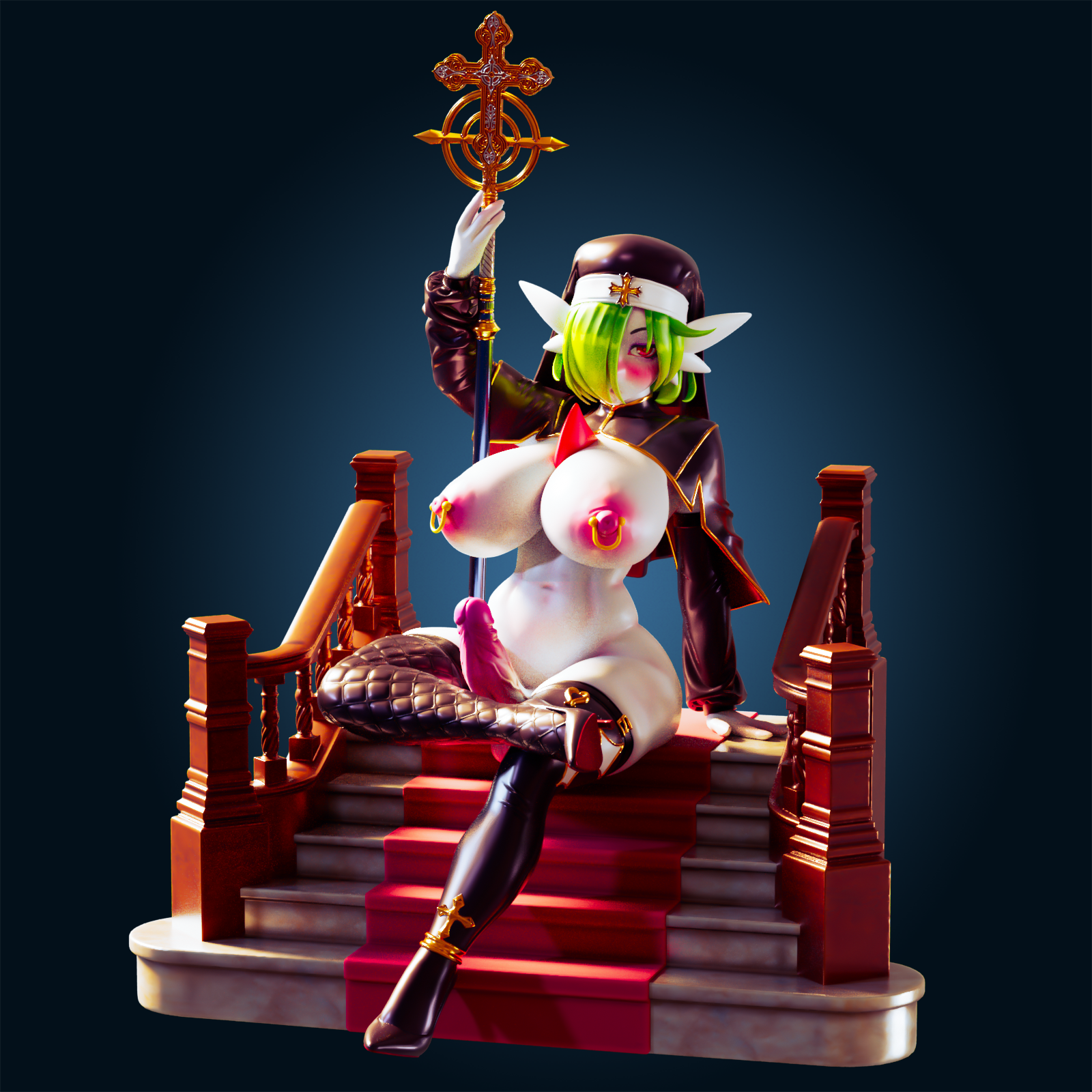 Gardevoir Nun Mommy Statue | Pokémon Fan Art by Officer Rhu SFW,NSFW,Futa 3d printed,Gardevoir Nun statue,futa statue,pokemon statue,furry statue,nsfw statue