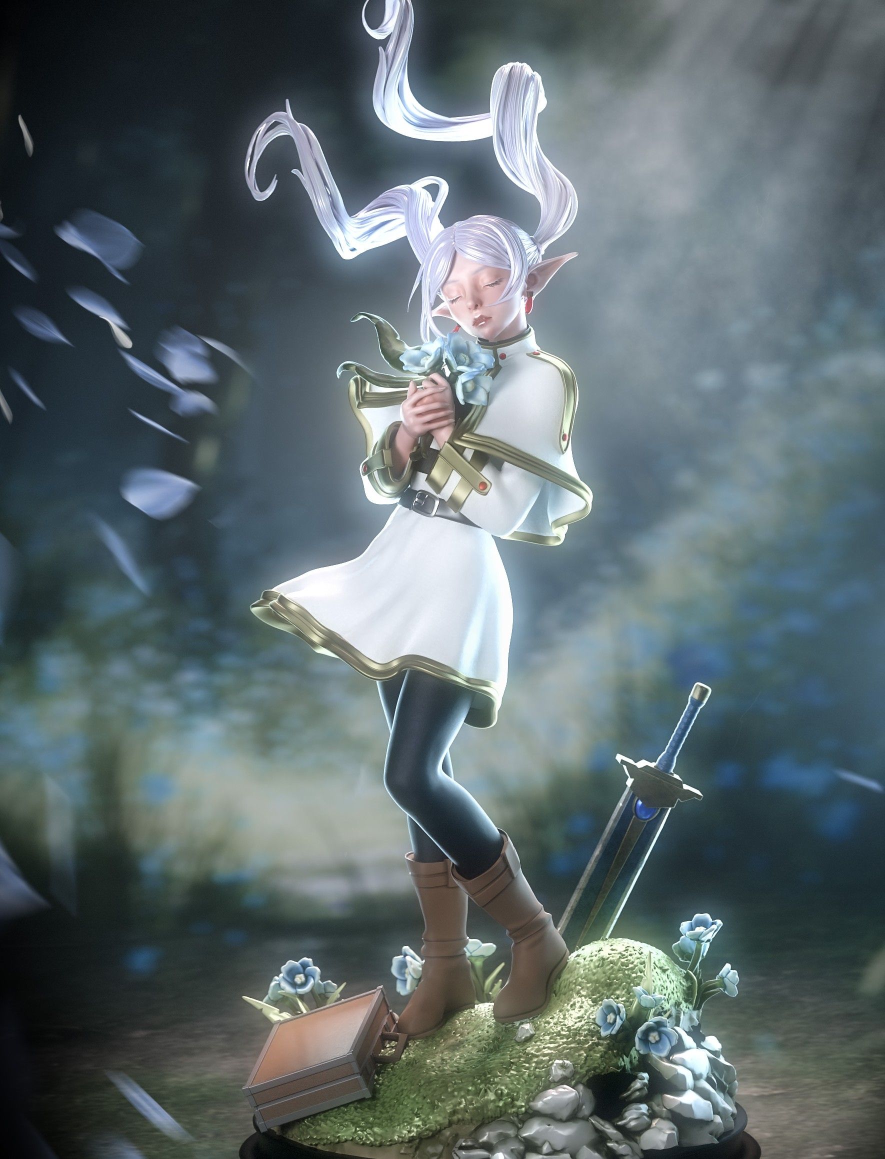 Frieren Statue | Frieren: Beyond Journey's End Fan Art by Nympha3D SFW,NSFW 3d printed statue,Frieren statue,3d printed figure,3d printed,Frieren: Beyond Journey's End statue,nsfw statue