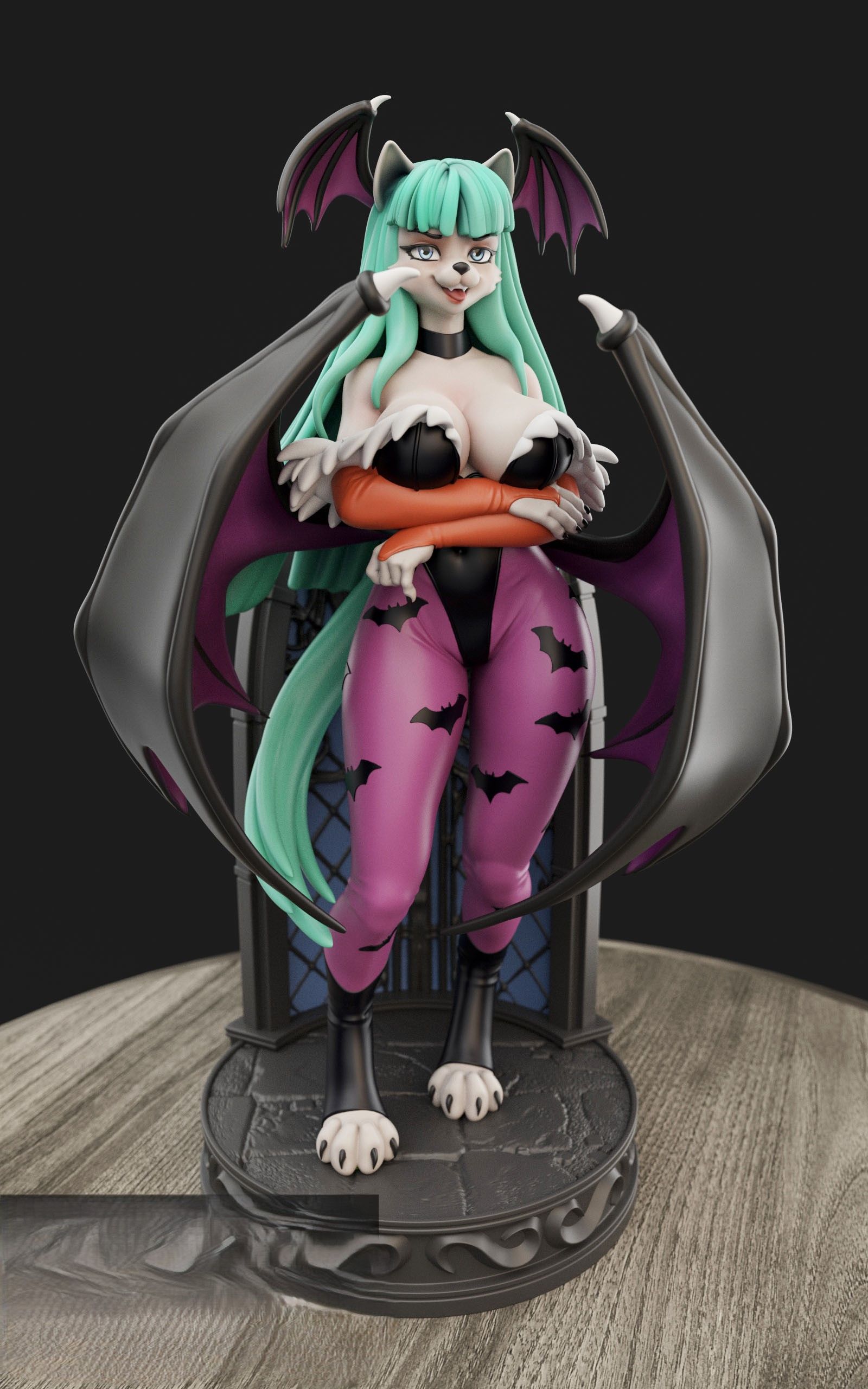 Morrigan Furry Statue | Darkstalkers Fan Art by Anyonensfw SFW,NSFW,Futa 3d printed,3d printed statue,nsfw statue,futa statue, Morrigan Statue,Darkstalkers Statue