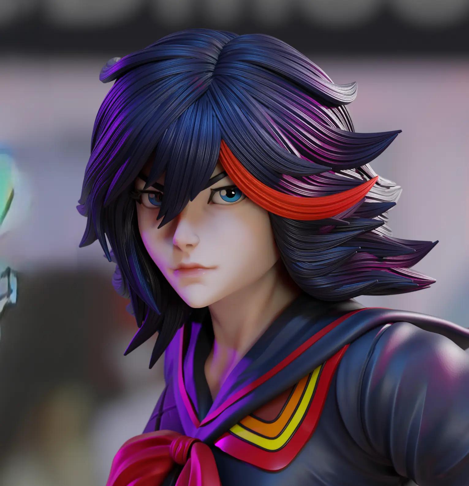 Ryuko Matoi Statue | Kill la Kill Fan Art by 3Dmoonn SFW 3d printed,3d printed statue,Ryuko Matoi Statue,Kill la Kill statue