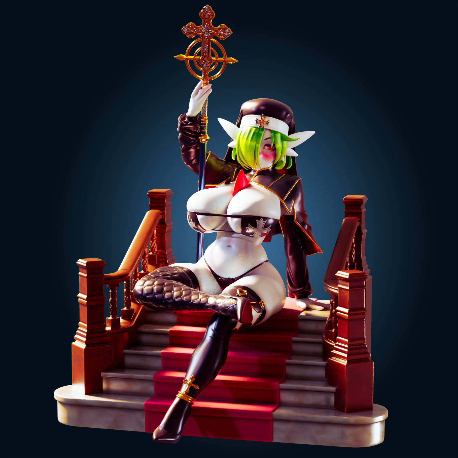 Gardevoir Nun Mommy Statue | Pokémon Fan Art by Officer Rhu SFW,NSFW,Futa 3d printed,Gardevoir Nun statue,futa statue,pokemon statue,furry statue,nsfw statue