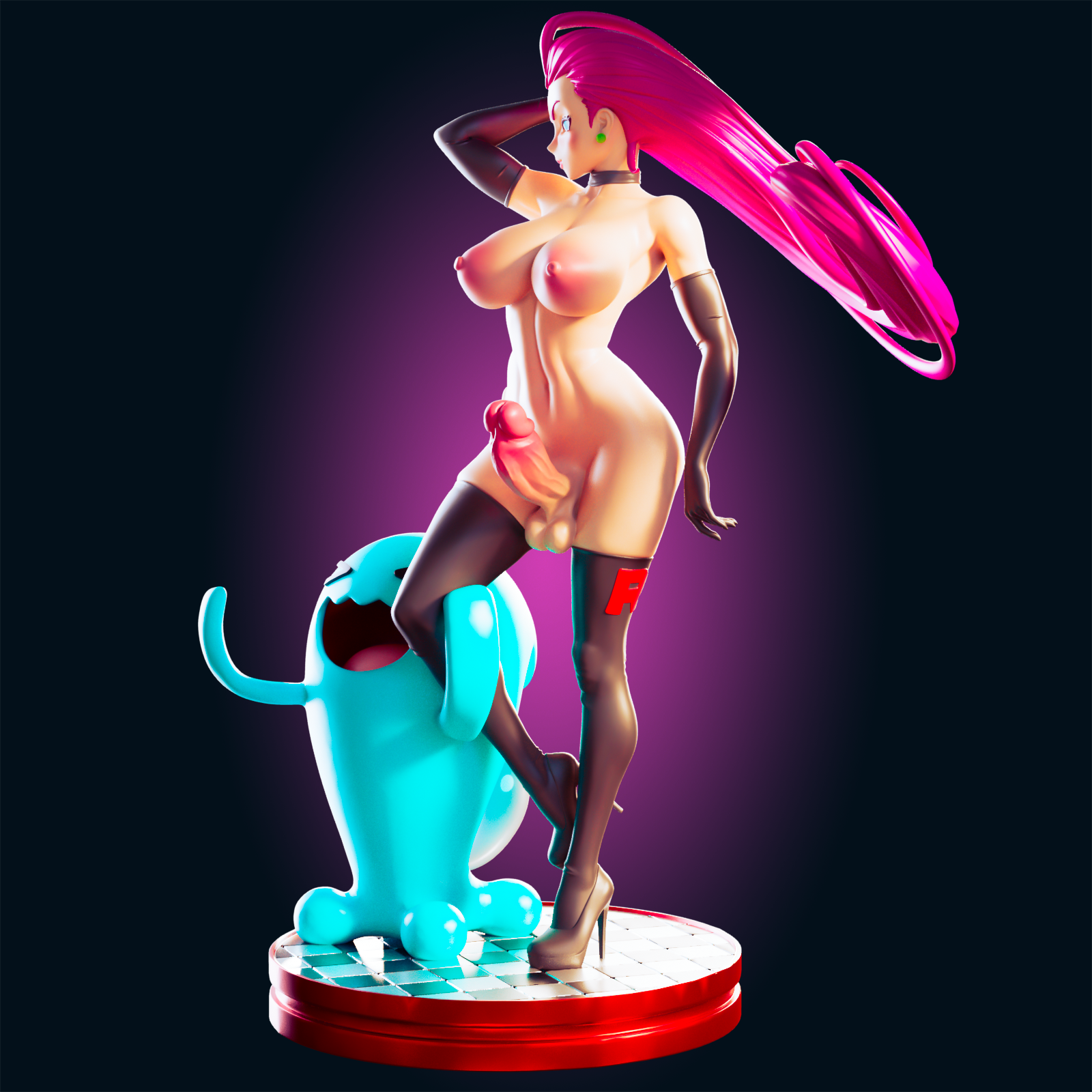 Team Rocket Jessie Statue | Pokémon Fan Art by Officer Rhu SFW,NSFW,Futa 3d printed,Team Rocket Jessie statue,futa statue,pokemon statue,furry statue,nsfw statue