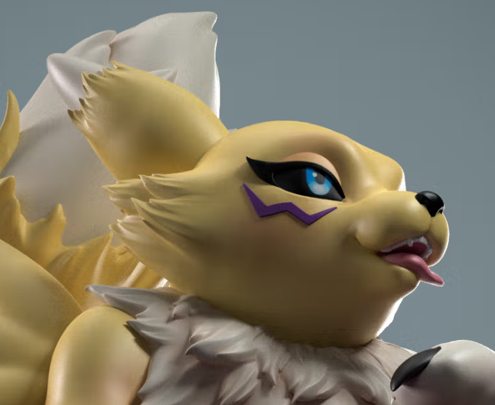 Renamon In The Pumpkin Statue | Digimon Fan Art by Anyonensfw SFW,NSFW 3d printed statue,3d printed,nsfw statue,3d printed figure,furry statue,Renamon Statue,Digimon