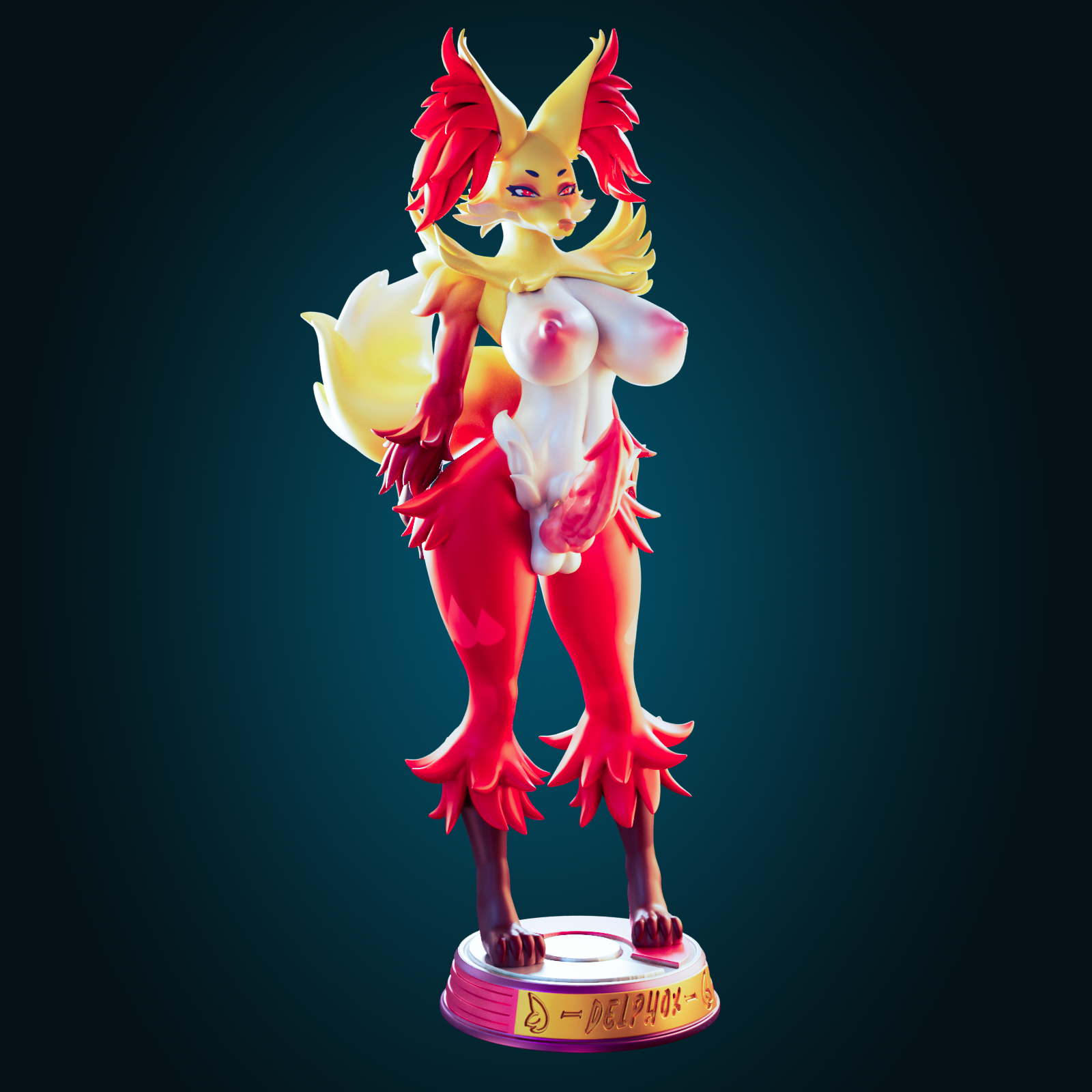 Delphox Thicc Mommy Statue | Pokémon Fan Art by Officer Rhu SFW,NSFW,Futa 3d printed statue,3d printed,nsfw statue,futa statue,Delphox Statue,pokemon statue