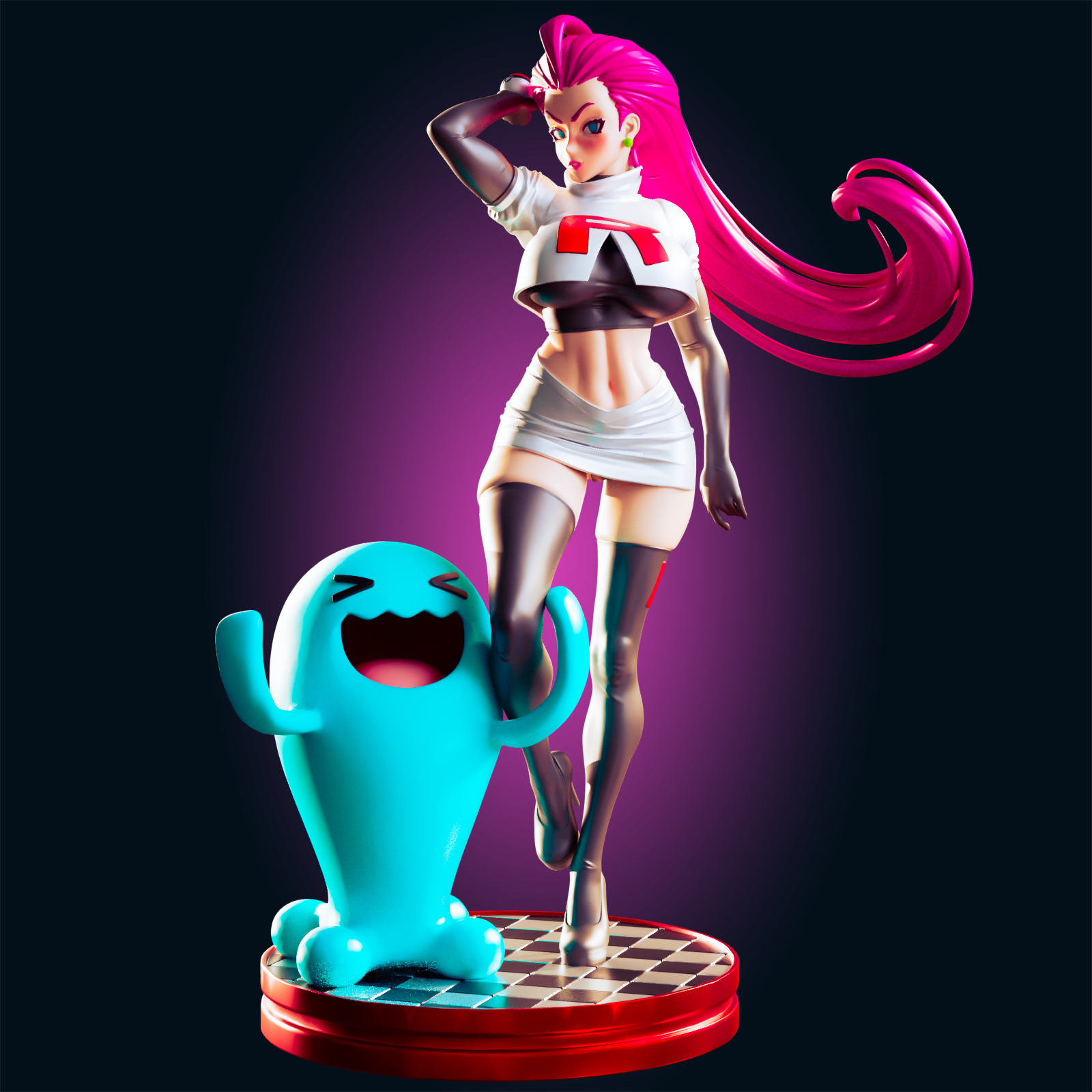 Team Rocket Jessie Statue | Pokémon Fan Art by Officer Rhu SFW,NSFW,Futa 3d printed,Team Rocket Jessie statue,futa statue,pokemon statue,furry statue,nsfw statue