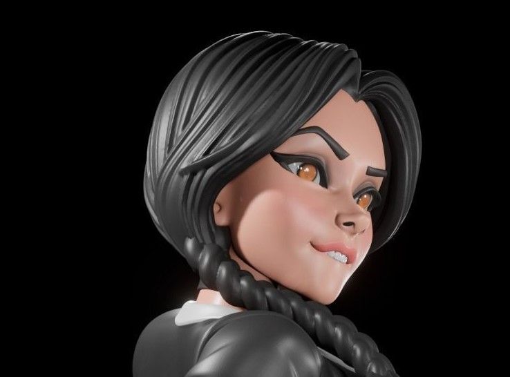 Wednesday older Statue | The Addams Family Fan Art by Digital Dark SFW,NSFW,Futa 3d printed statue,3d printed,nsfw statue,futa statue,Wednesday Statue,The Addams Family Statue