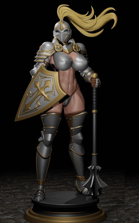 Statua Knight Girl | Fan art DnD di Digital Dark Futa 3d printed statue,3d printed,nsfw statue,futa statue,3d printed figure,Knight Girl Statue ,dnd statue