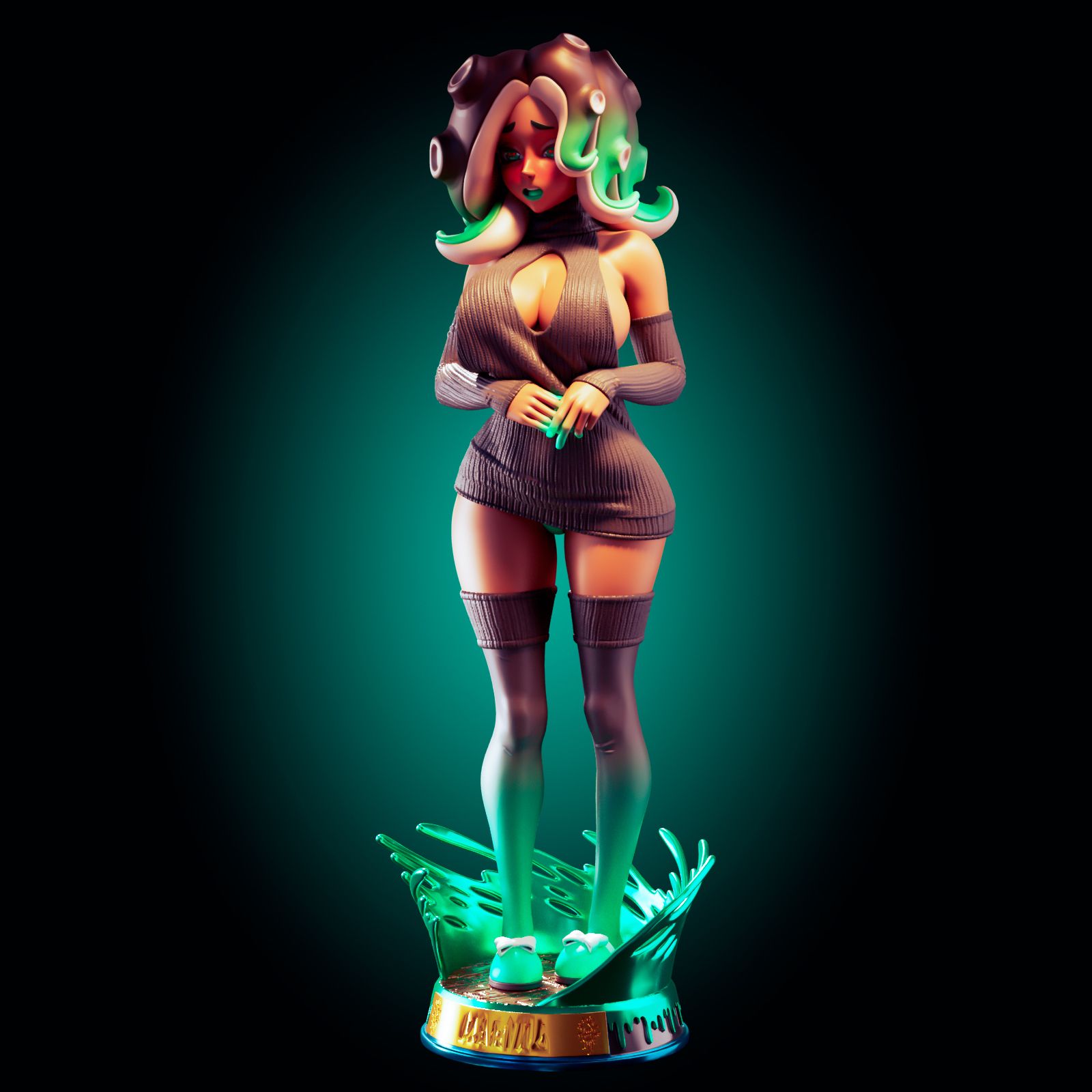 Marina Statue | Splatoon Fan Art by Officer Rhu SFW,NSFW,Futa 3d printed statue,3d printed,futa statue,nsfw statue,Marina Statue,Splatoon Statue