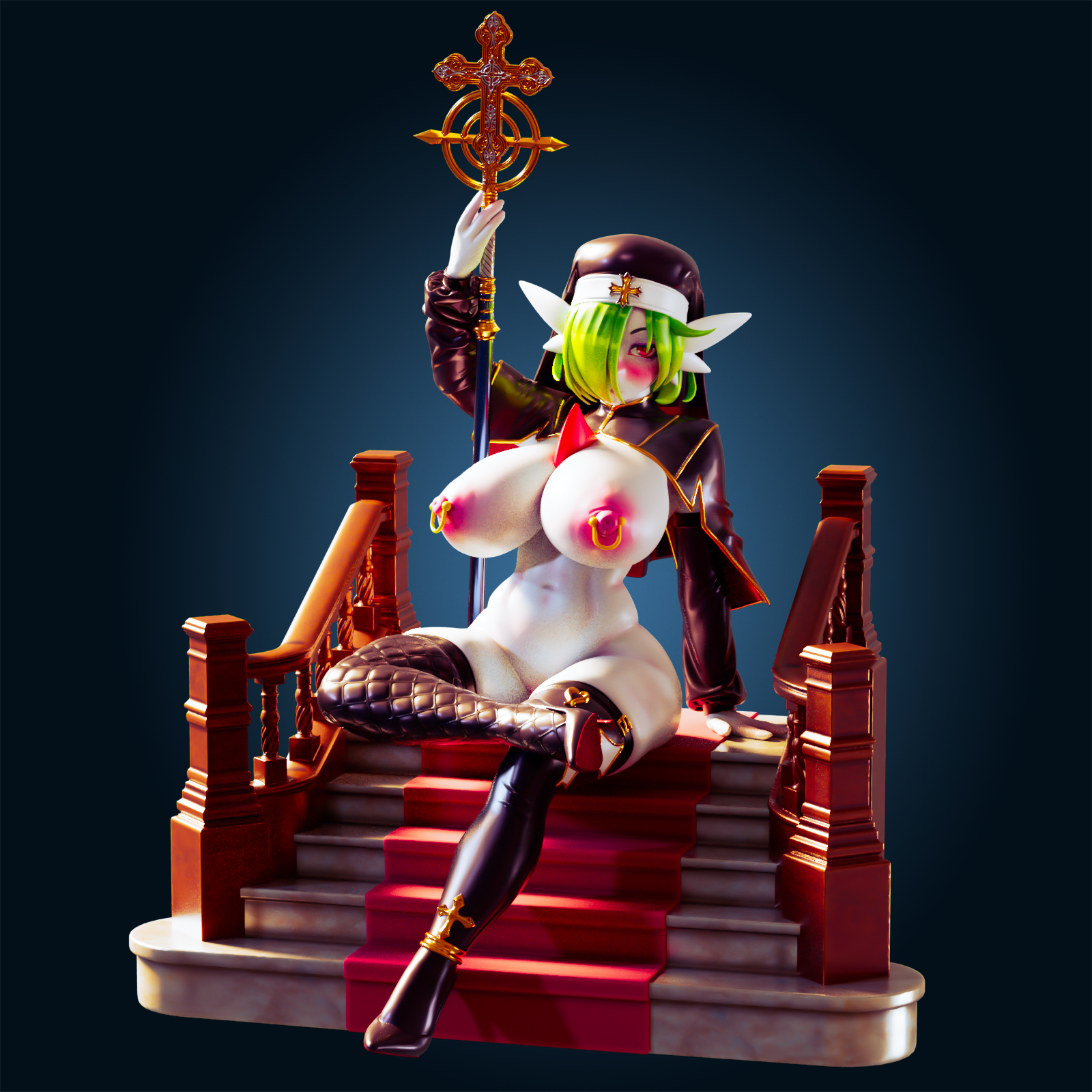 Gardevoir Nun Mommy Statue | Pokémon Fan Art by Officer Rhu SFW,NSFW,Futa 3d printed,Gardevoir Nun statue,futa statue,pokemon statue,furry statue,nsfw statue