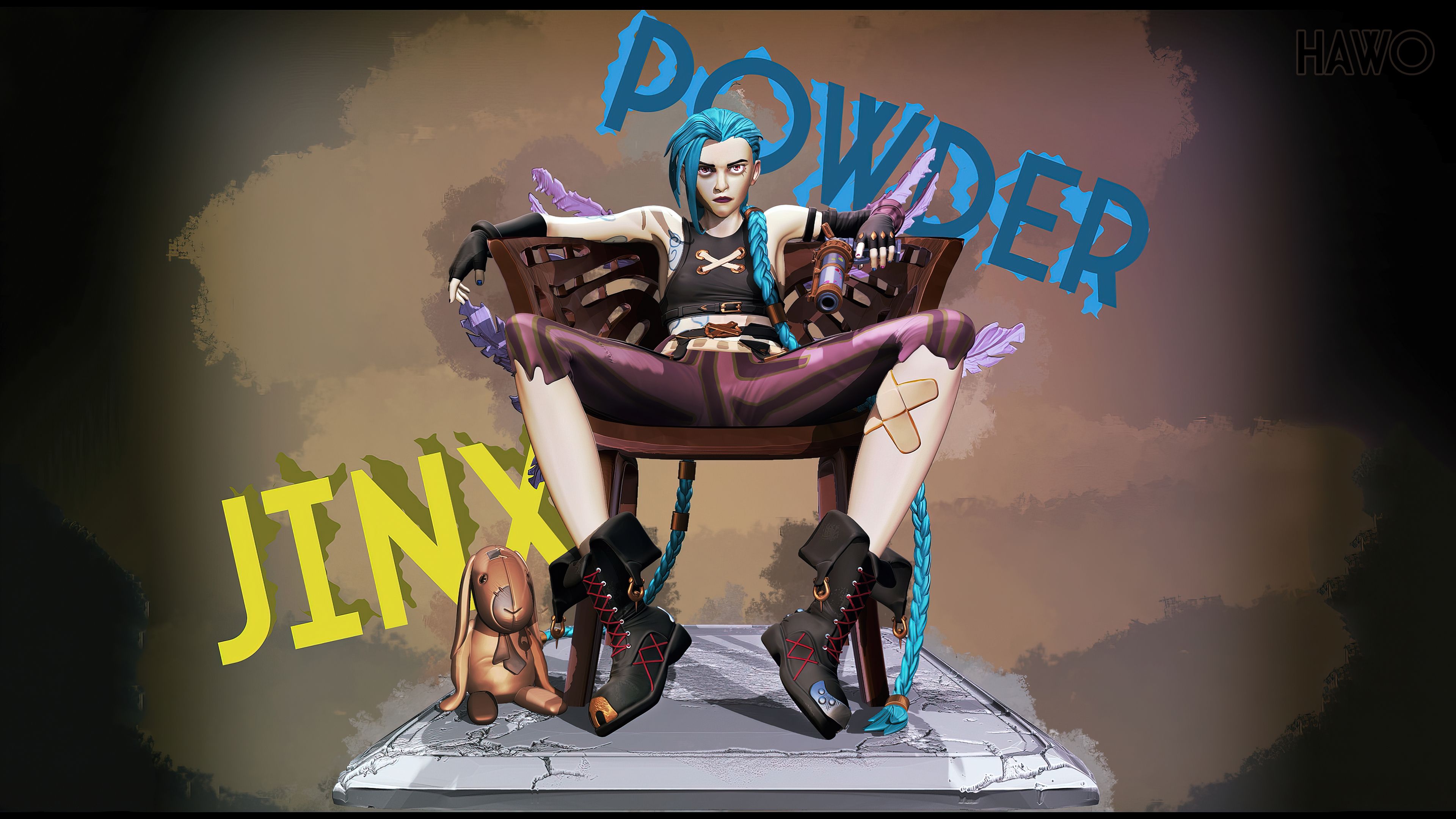 Jinx Statue | Arcane Fan Art by Hawo SFW 3d printed statue,3d printed,league of legends,3d printed figure,Jinx Statue