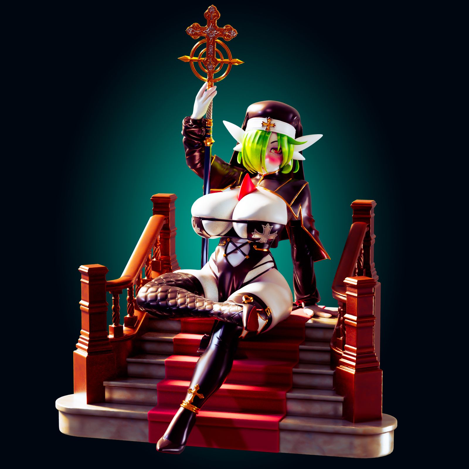 Gardevoir Nun Mommy Statue | Pokémon Fan Art by Officer Rhu SFW,NSFW,Futa 3d printed,Gardevoir Nun statue,futa statue,pokemon statue,furry statue,nsfw statue