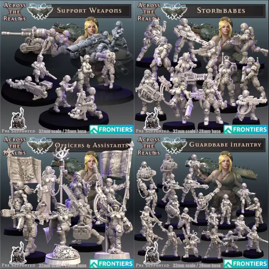 Pin Up Corps Mega Pack Miniature | 40k Fan Art by Across the Realms SFW,NSFW Grimdark,40k miniature,warhammer 40k,sfw miniature,miniature,3d printed,3d printed miniature,Pin Up Corps