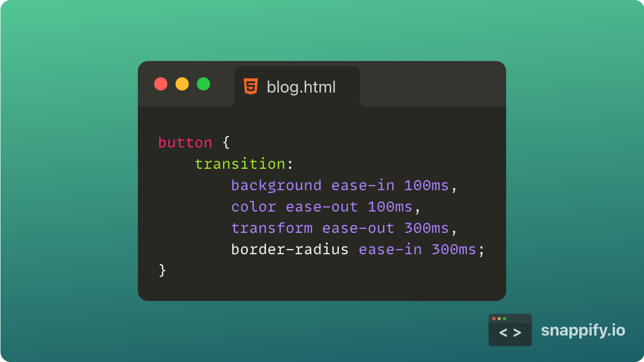 Screenshot of css of transition between states
