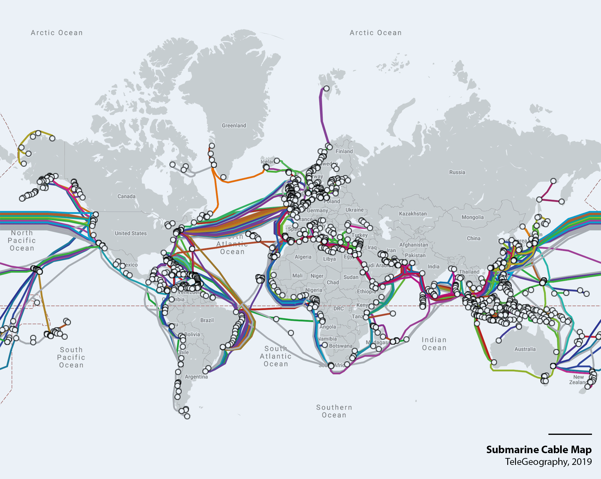 Map that shows the undersea cables