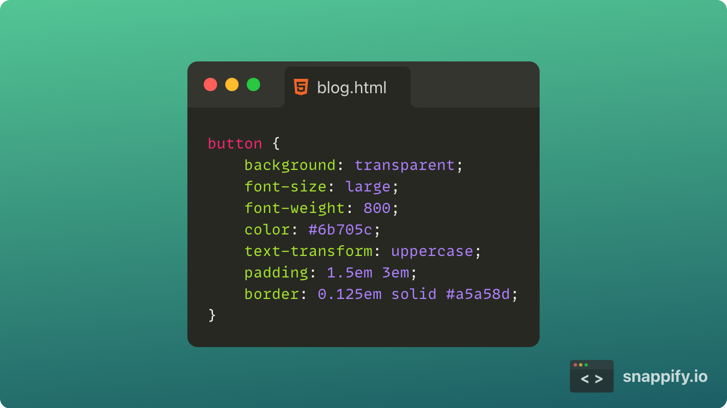 screenshot of css for button rest state