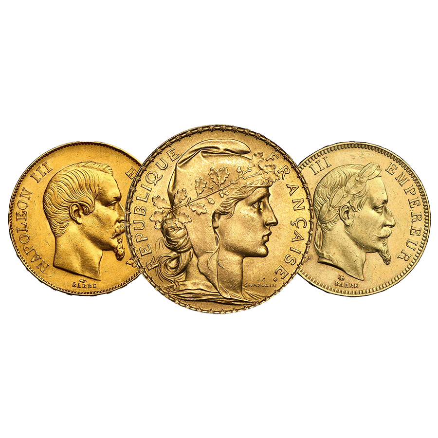 Investi in monete d'oro Napoleone III Franchi francesi