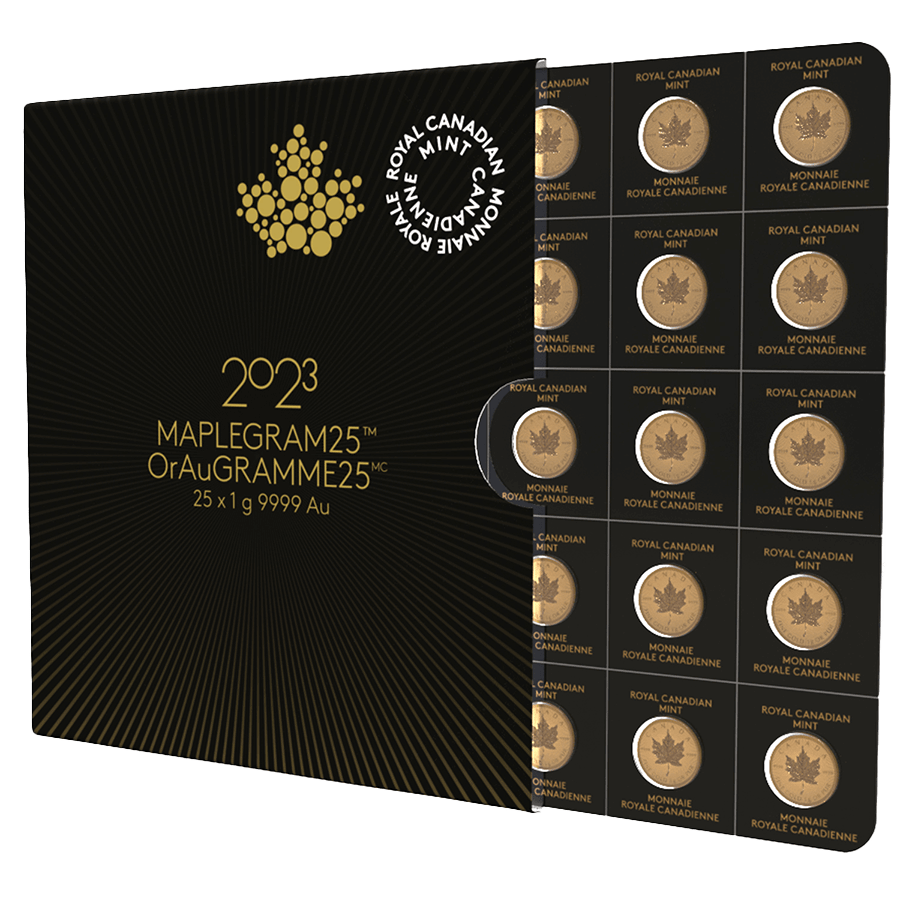 Secure Your Wealth with 25x1 gram Maplegram Gold Coin - Maple Leaf ...