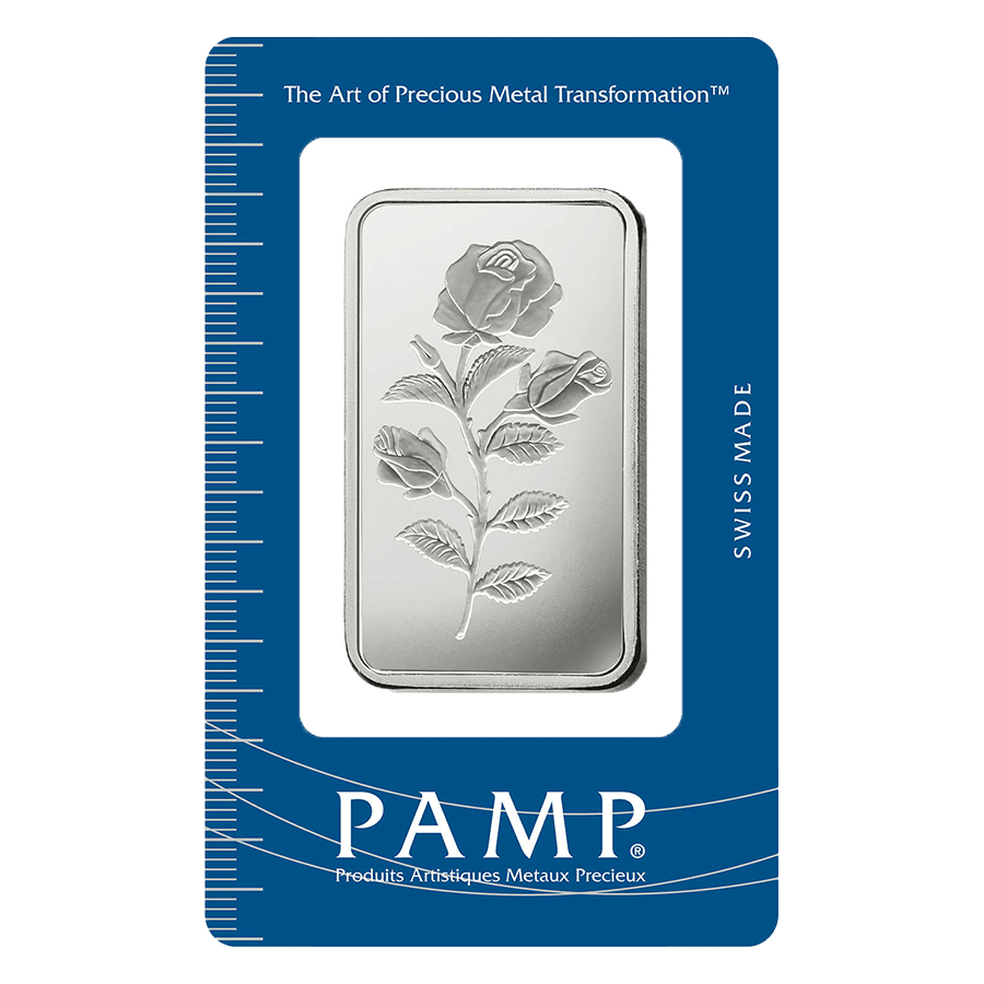 PAMP 1 Ounce Fine Silver ローズデザイン Invest in 1 ounce Rosa Silver Bar - PAMP Suisse - Competitive Pricing