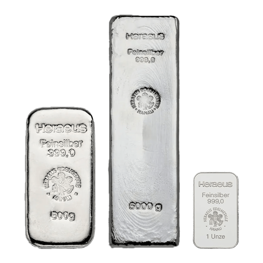 Invest in LBMA-approved Heraeus silver bars securely online