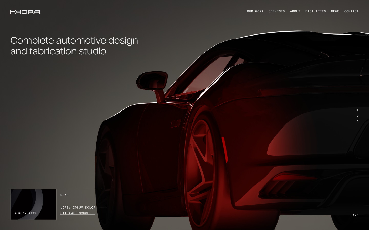 A mockup of the hydra design labs website