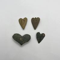 Lotto 4x - Applique Medievali in Bronzo a Forma di Cuore