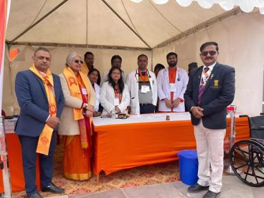 Medical team at a field healthcare service camp