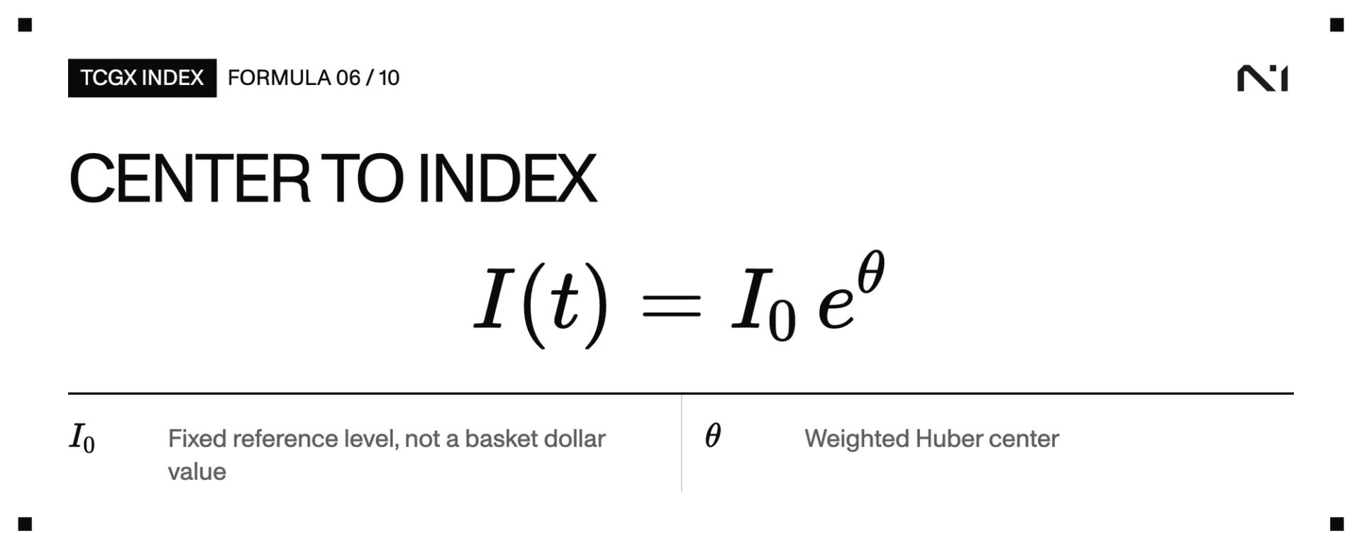 The index at time t equals the fixed reference level I zero times e to the theta.