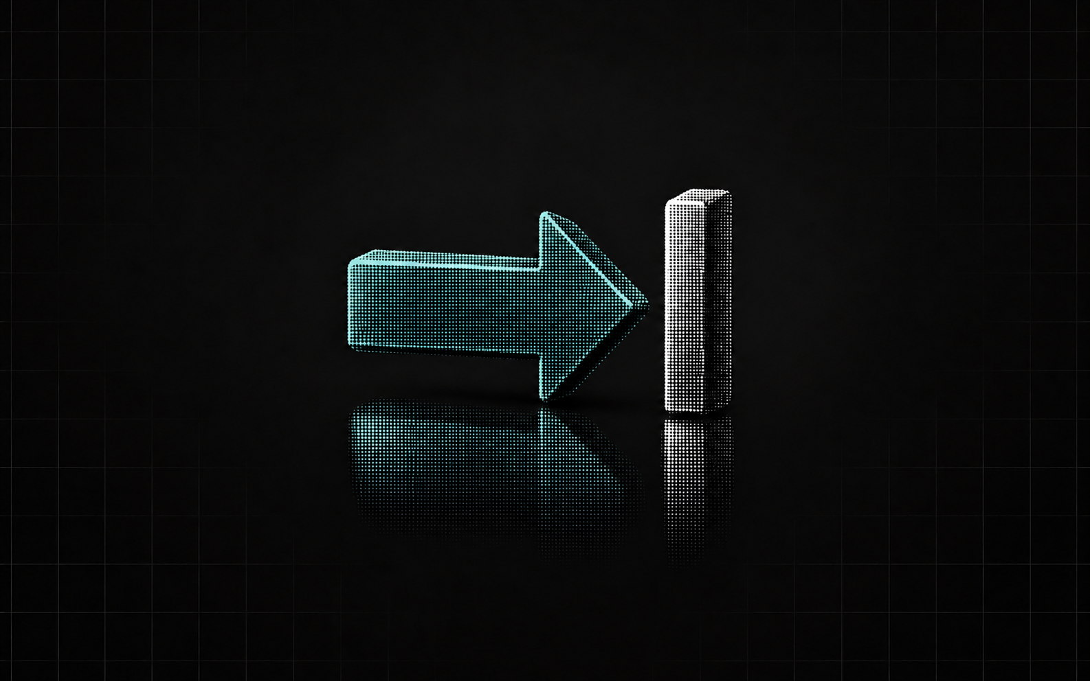 A teal halftone arrow approaches a silver barrier, illustrating execution constrained by a price limit.
