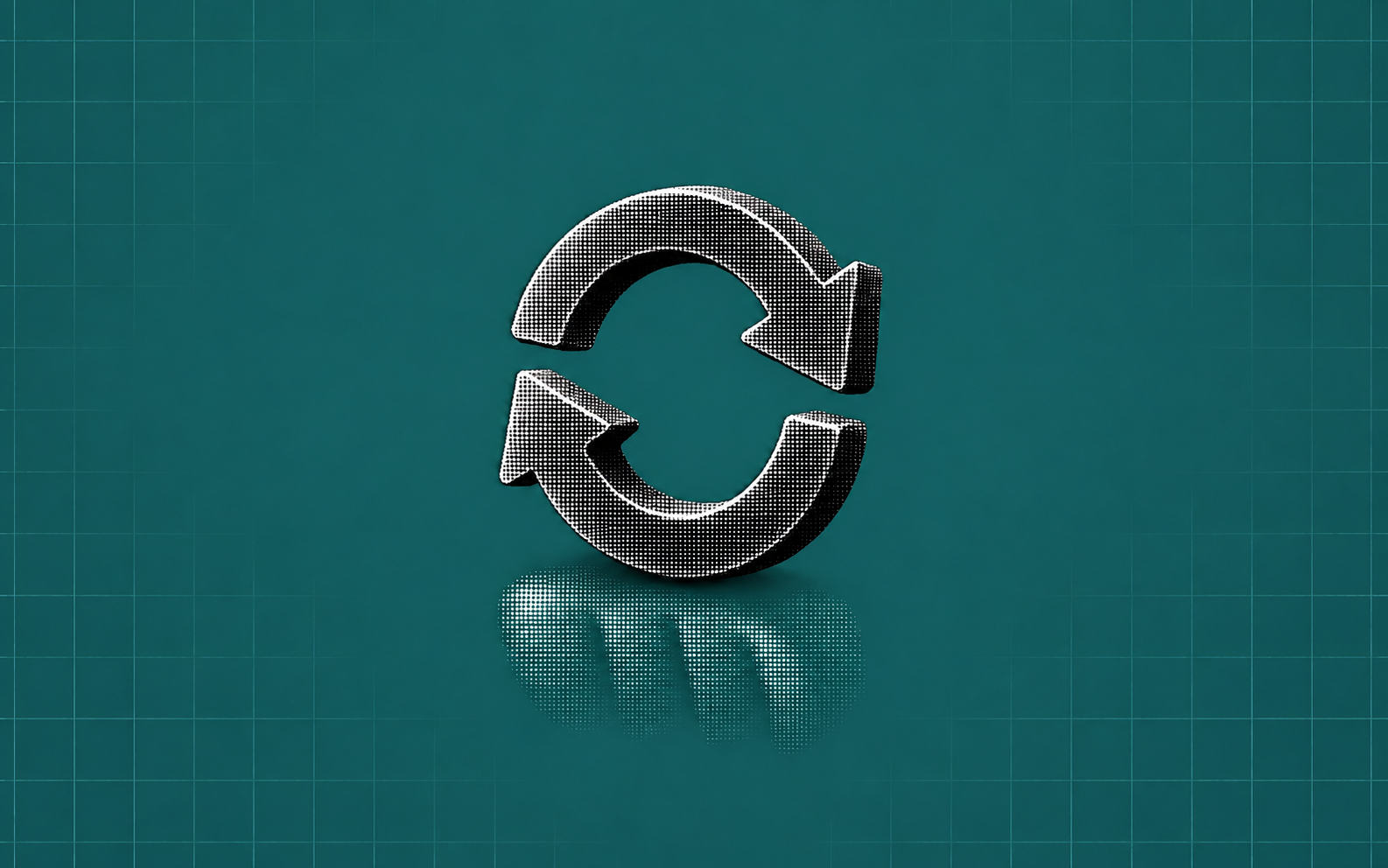 Two curved metal arrows form a circular exchange symbol, representing funding transfers.