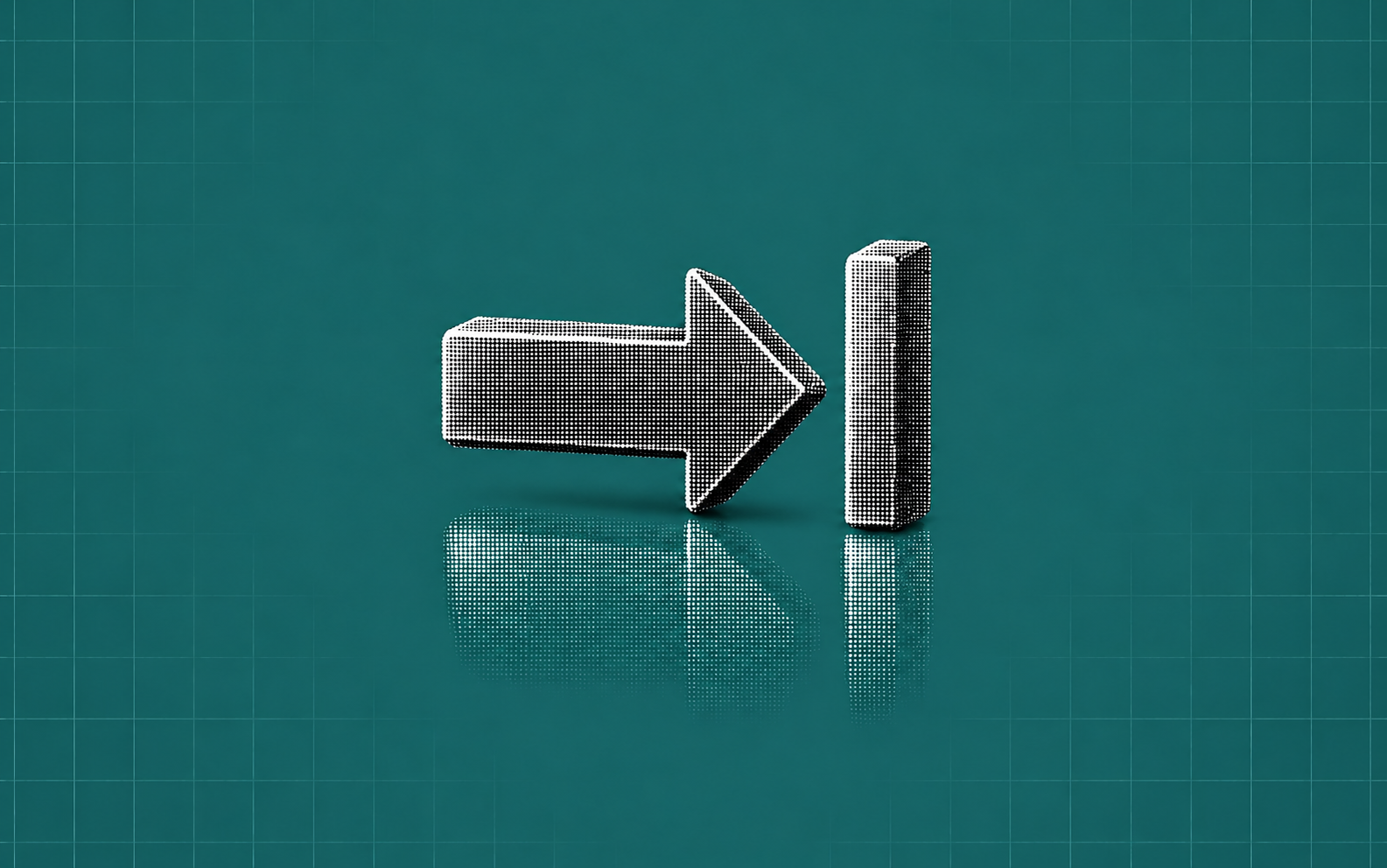 A silver halftone arrow approaches a silver barrier, illustrating execution constrained by a price limit.