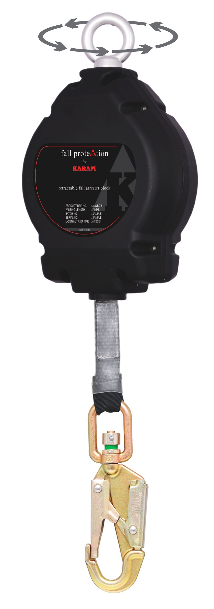 KARAM ALWB 7.5 Retractable Block aluminium Casing with Webbing