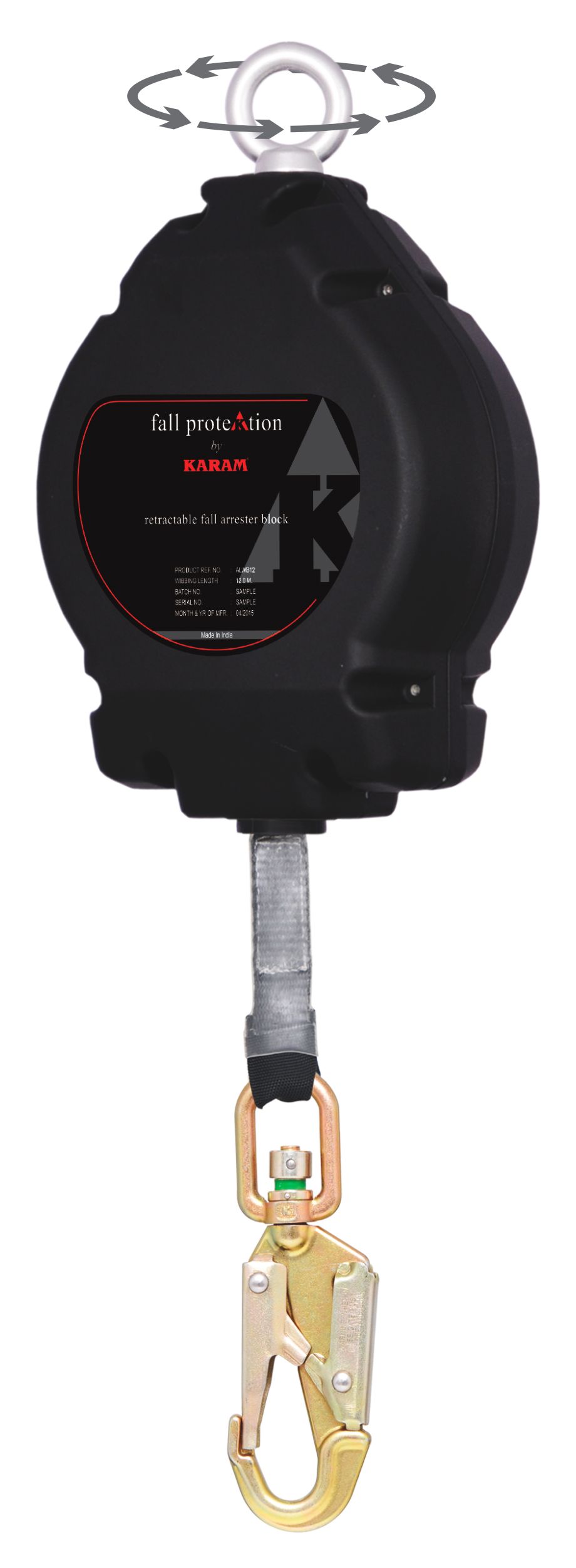 KARAM ALWB 12 Retractable Block aluminium Casing with Webbing