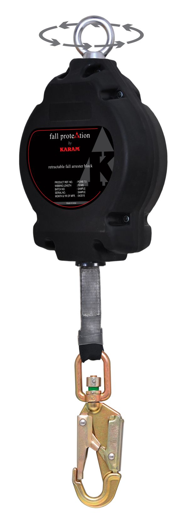 KARAM PCWB 7.5N Retractable Block Polymer Casing with Webbing