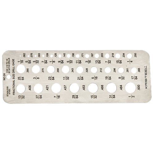 Kristeel Drill Gauge – 29 Holes Range 1/16″ – 1/2″ – Model 1513 A / B / C