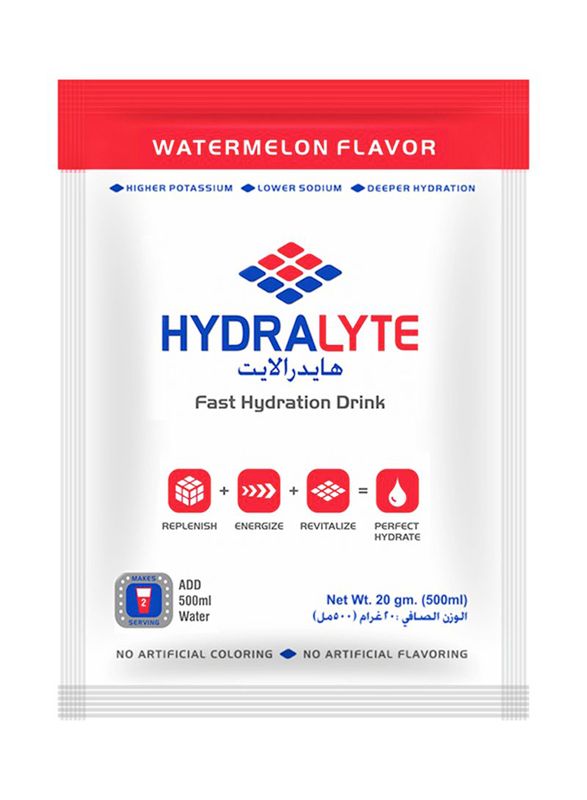 Hydralyte Electrolyte Powder Watermelon Flavour, 20 Packets x 20g