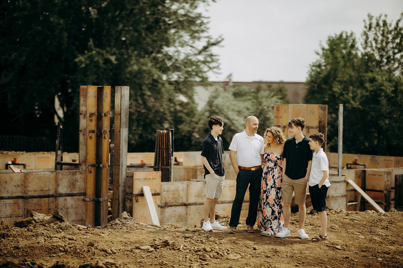Family at homesite
