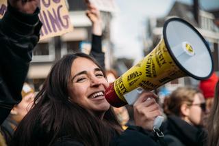 woman with megaphone