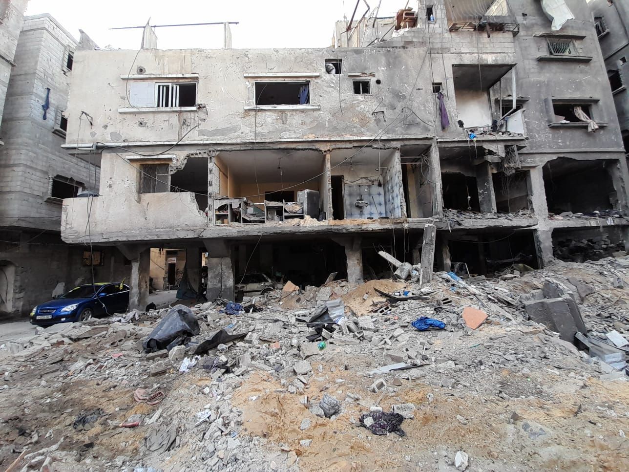 Damage caused to the Abu Mu’eileq family home in Gaza by US-made munitions