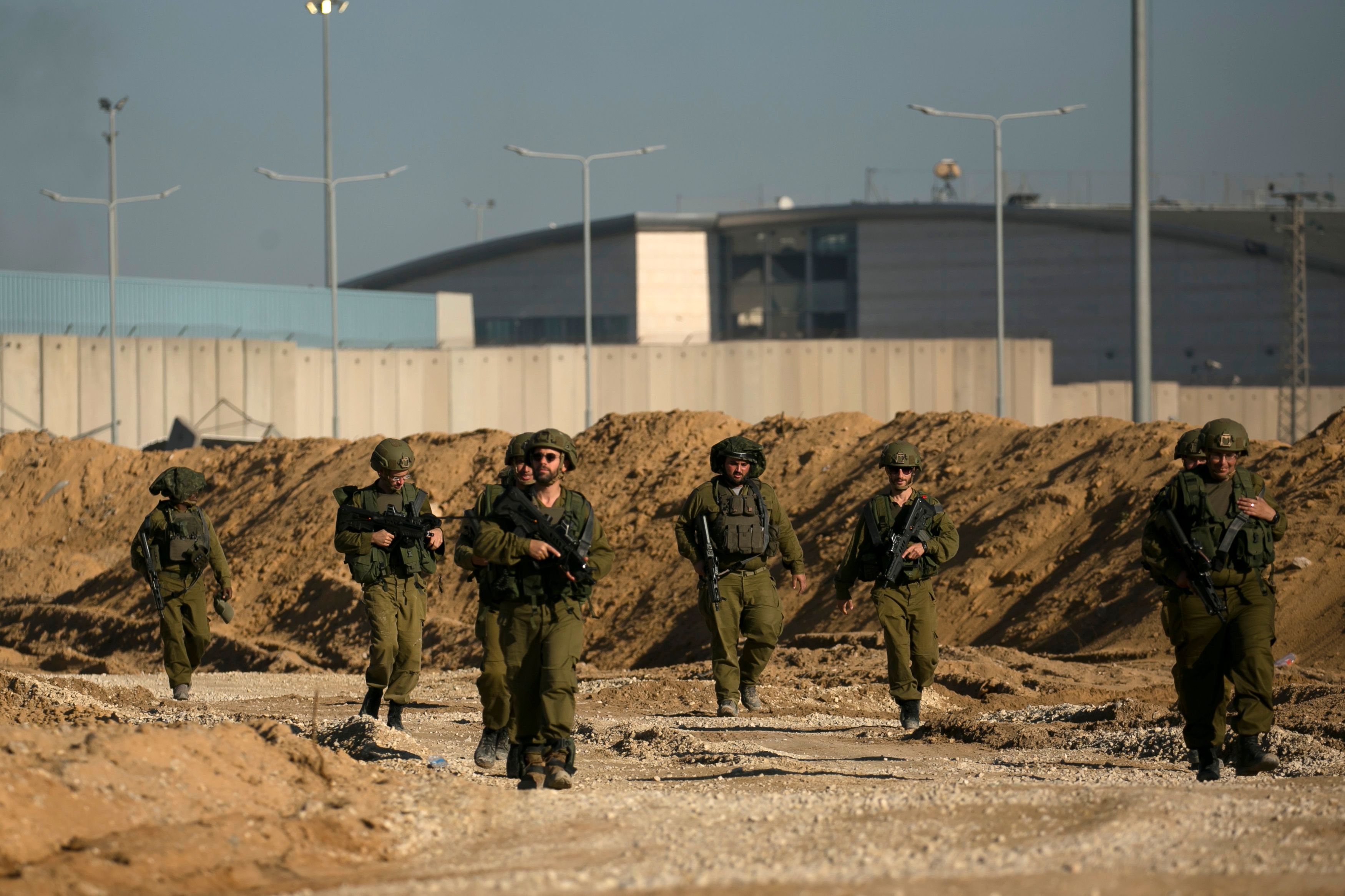 Israeli soldiers secure an area near the Erez Crossing, near the border with Israel