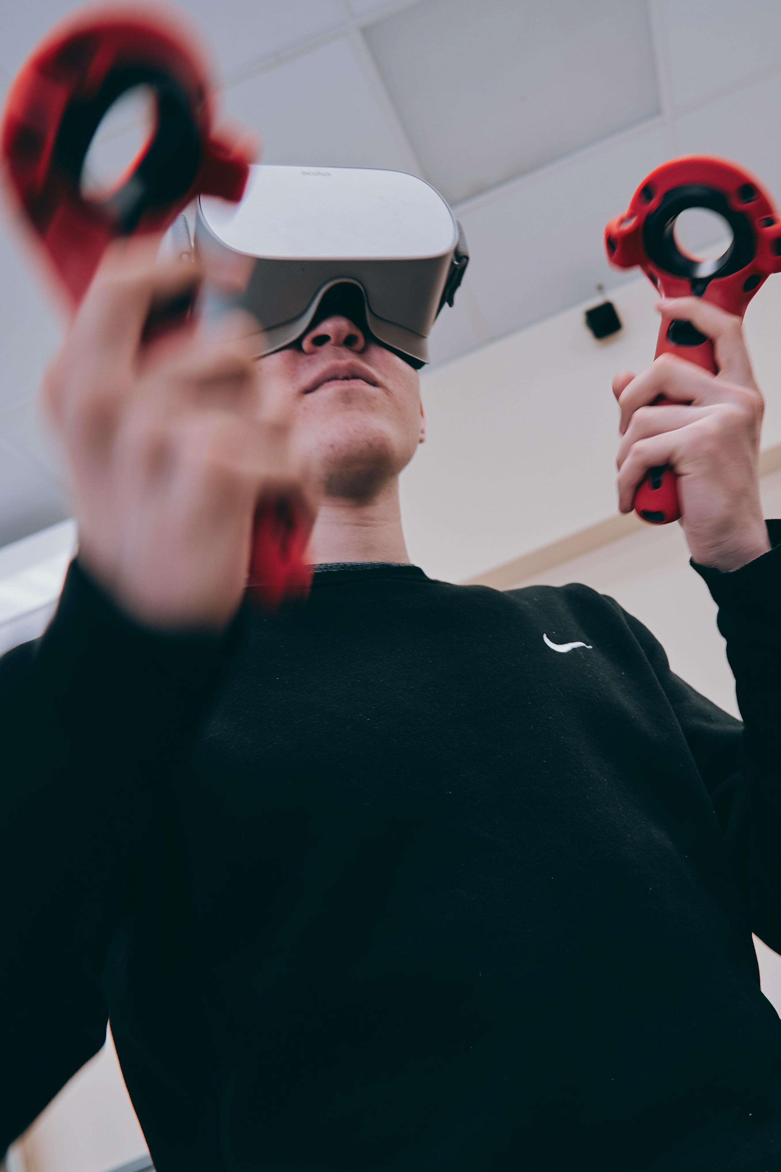 a person wearing a VR headset